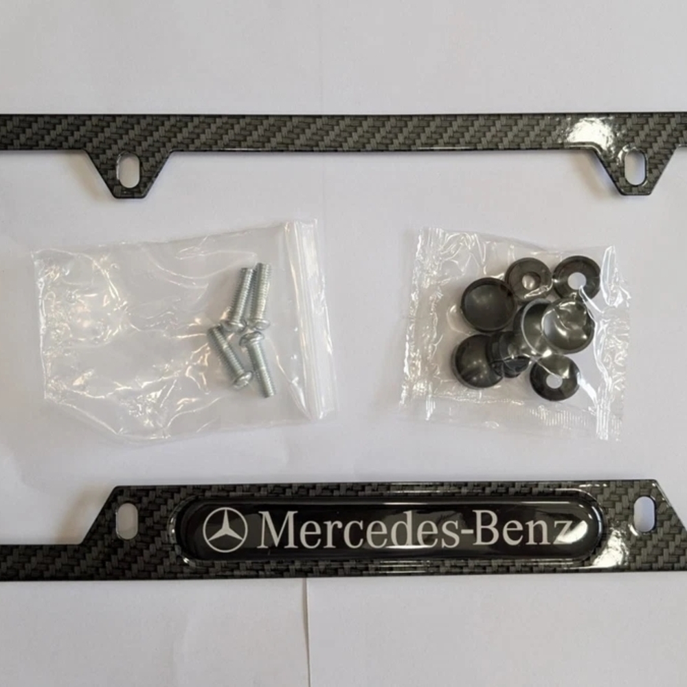 Mercedes-Benz Black Carbon Fiber License Plate Frames Set of 2 - Picture 5 of 6